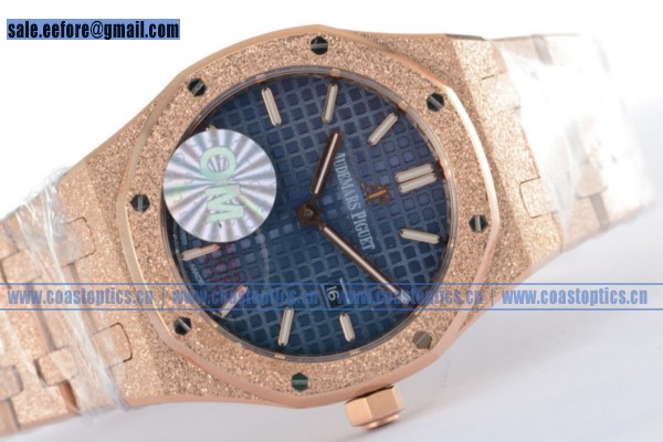Perfect Replica Audemars Piguet Royal Oak Watch Rose Gold 67650OR.OO.1261OR.01BL (EF)